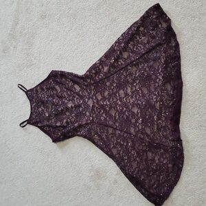 Emerald Sundae dark burgundy glitter lace mini dress, juniors size medium